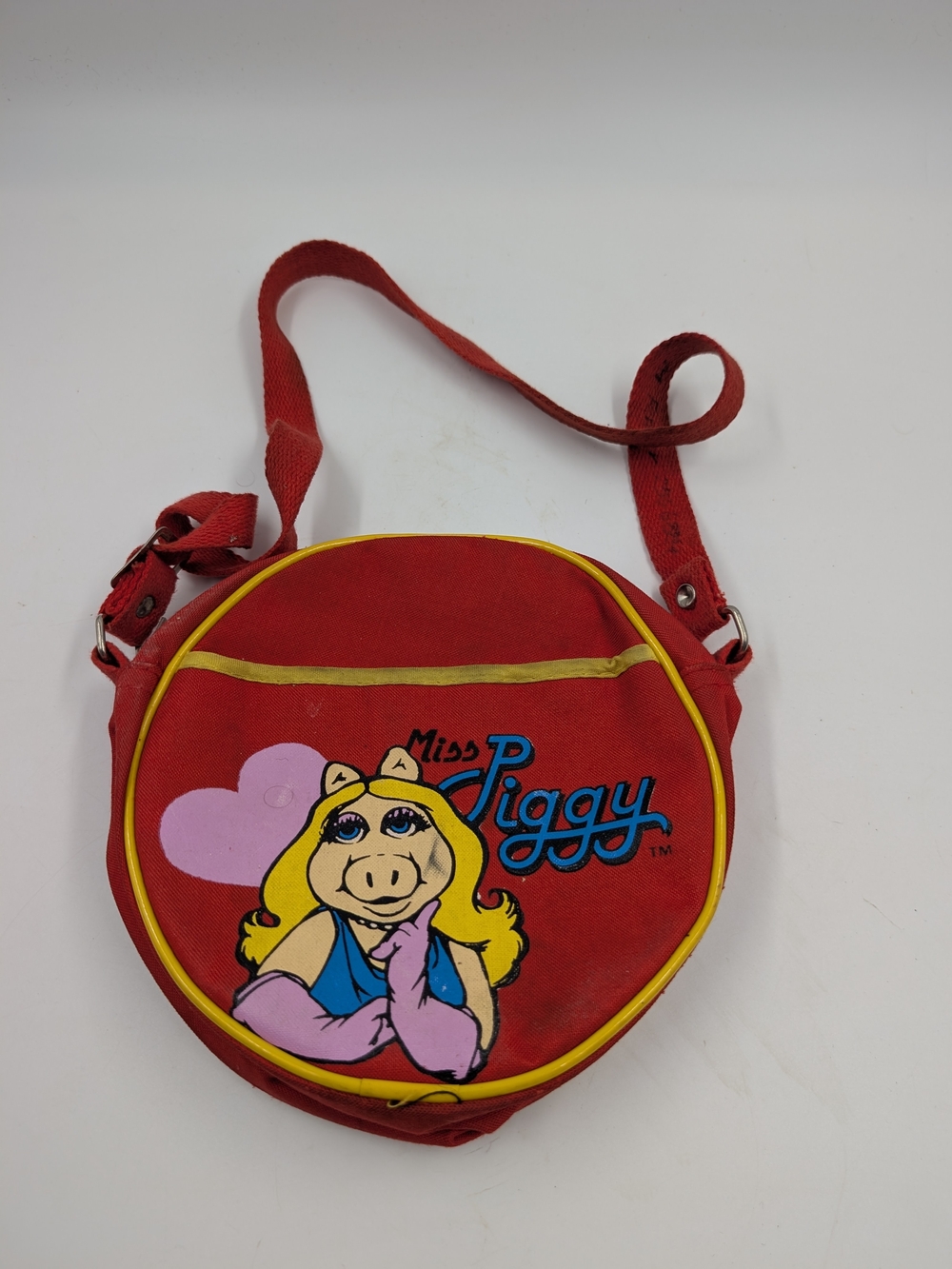 Vintage Miss Piggy Red Round Purse 1980's